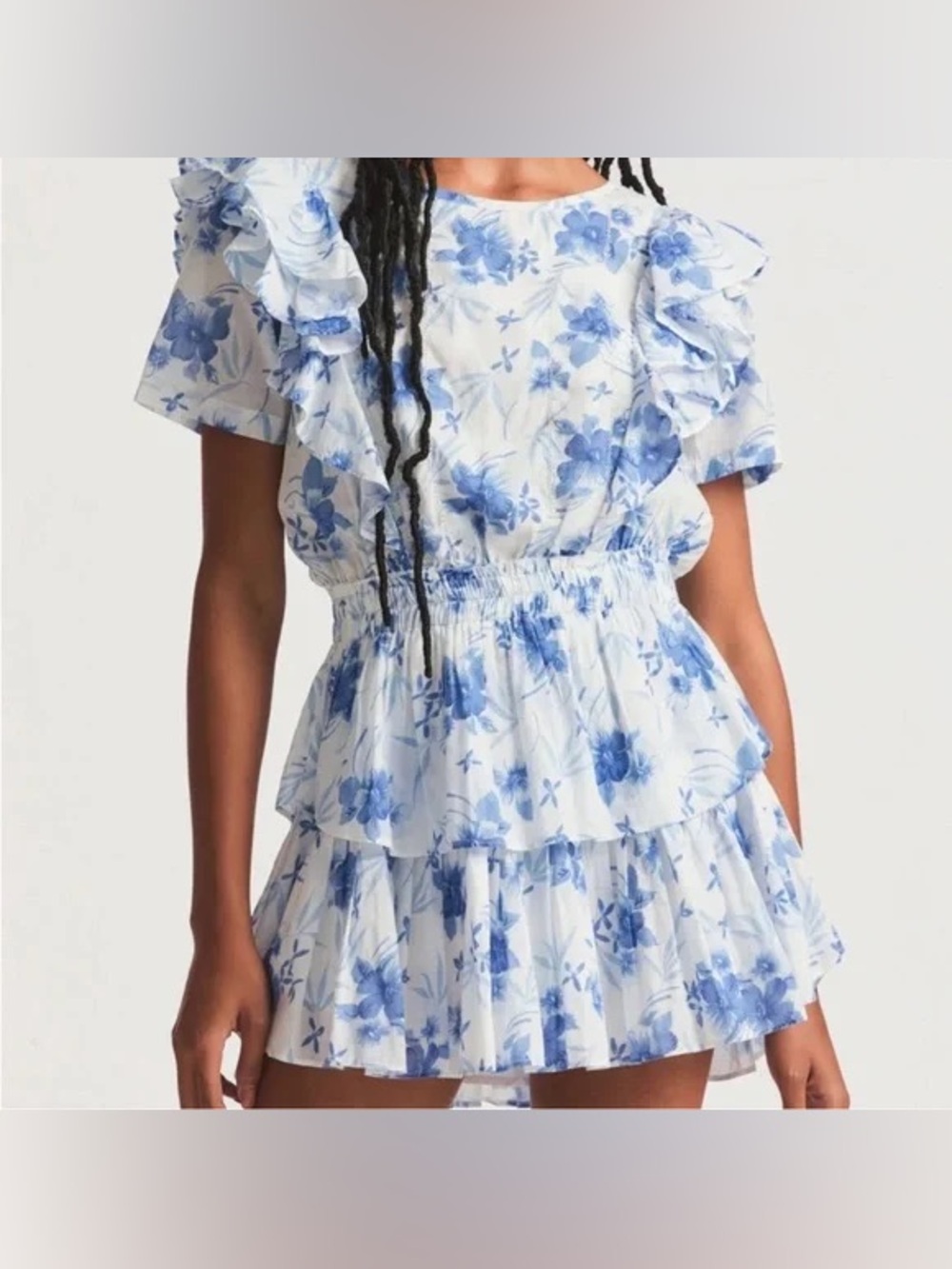 NWT LoveShackFancy Natasha Dress in
Blue Floral Strong Current Print